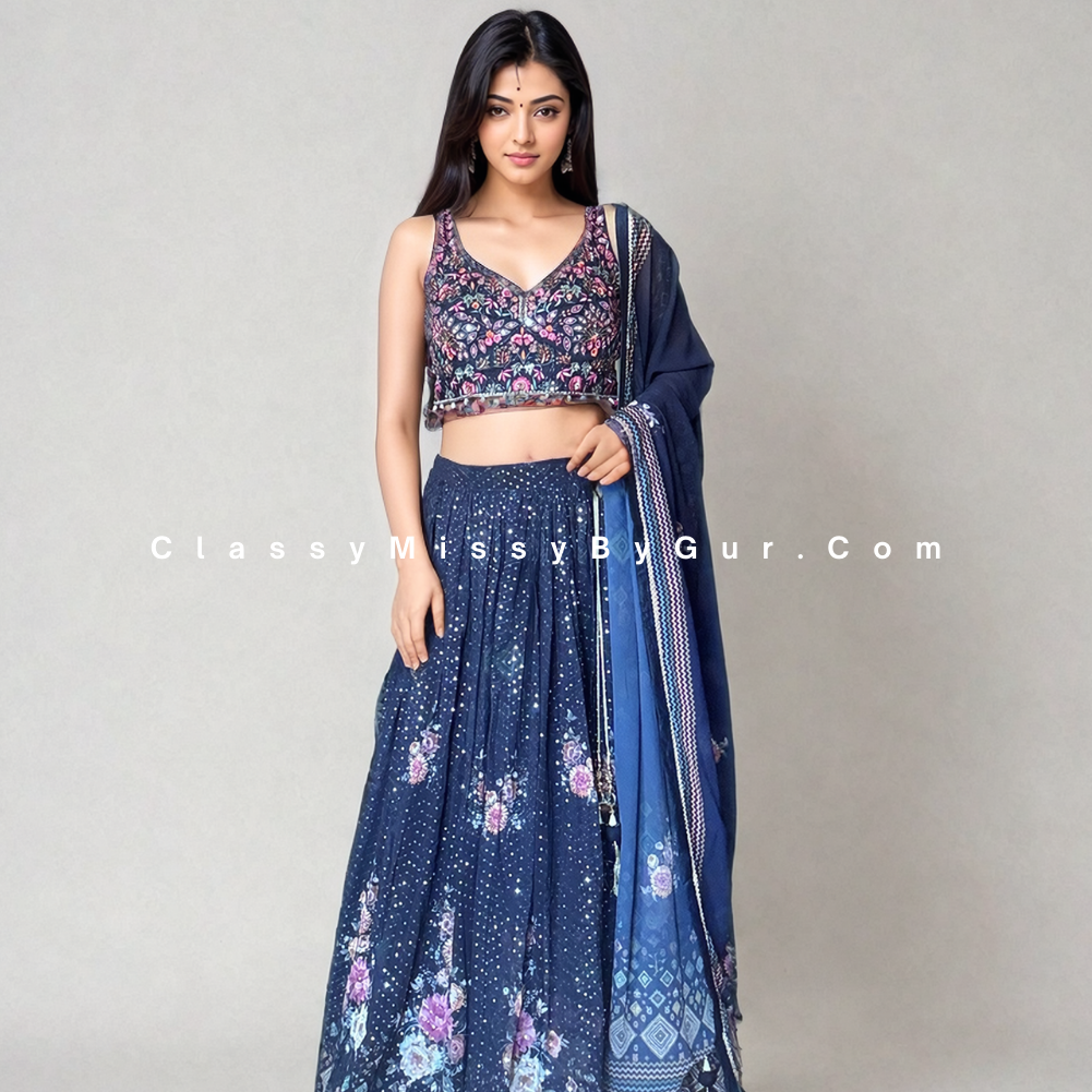 Navy Blue Lehenga Set: A Symphony of Tradition and Trend