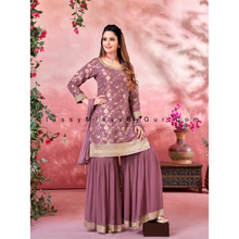 Load image into Gallery viewer, Discover the Timeless Elegance of Brocade Sharara Suit with Gotta Work!