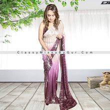 Load image into Gallery viewer, Mesmerizing All-Over Sequins Ombre Saree with Halter Neck Blouse Set