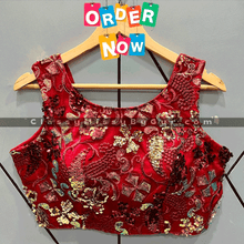 Load image into Gallery viewer, Readymade sequins and thread work blouse  - Saree Blouse - Saree Top  - For Women