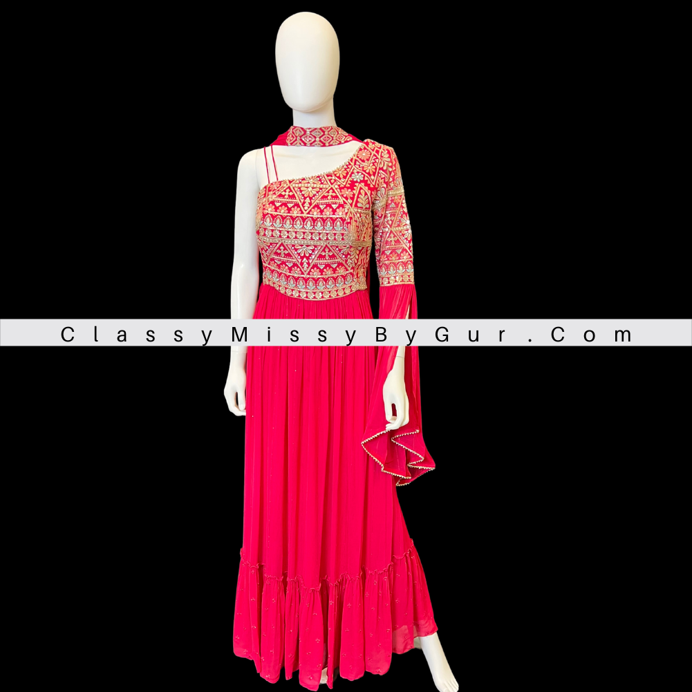 Pink Georgette Embellished Anarkali Suit