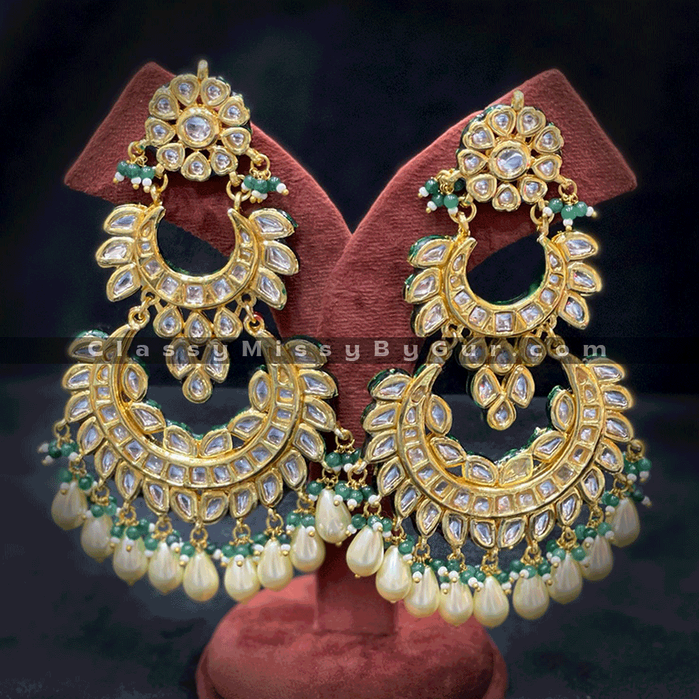 Large sale kundan earrings