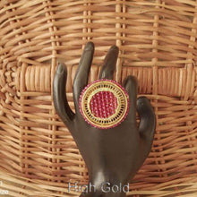 Load image into Gallery viewer, Ruby green meena antique finger ring