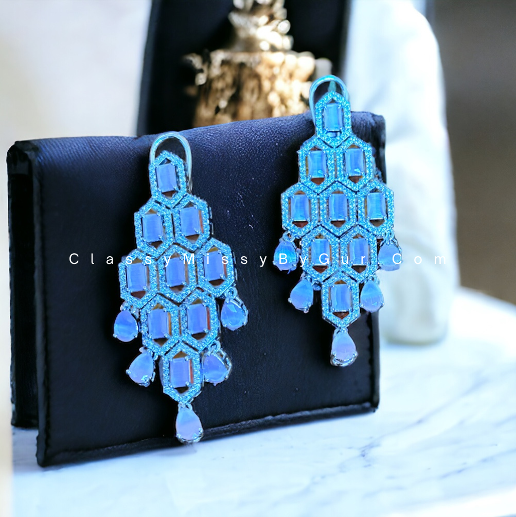 Cz Classic Earring With Rhodium Plating