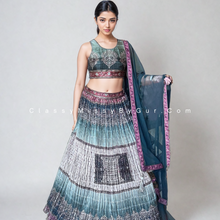 Load image into Gallery viewer, Elegance Unveiled: Discover Our Crushed Chinnon Silk Bandhani Printed Lehenga Set