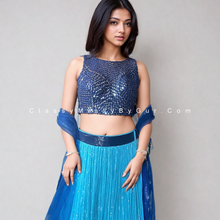 Load image into Gallery viewer, Blue Sequins Embellished Readymade Georgette Lehenga Choli