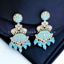 Load image into Gallery viewer, Kundan Long Earring With Gold Plating