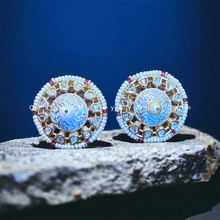 Load image into Gallery viewer, Stone studded Meenakari Pearl Earrings