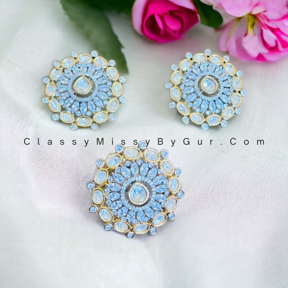 Diamond CZ Studs earrings with the ring