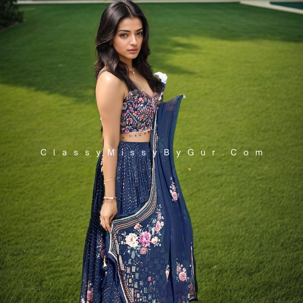 Navy Blue Lehenga Set: A Symphony of Tradition and Trend