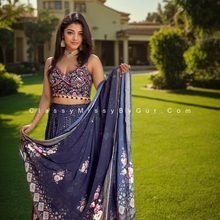 Load image into Gallery viewer, Navy Blue Lehenga Set: A Symphony of Tradition and Trend
