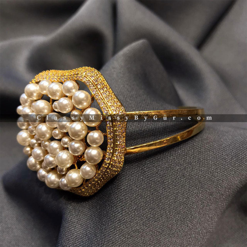 White pearl and CZ kada