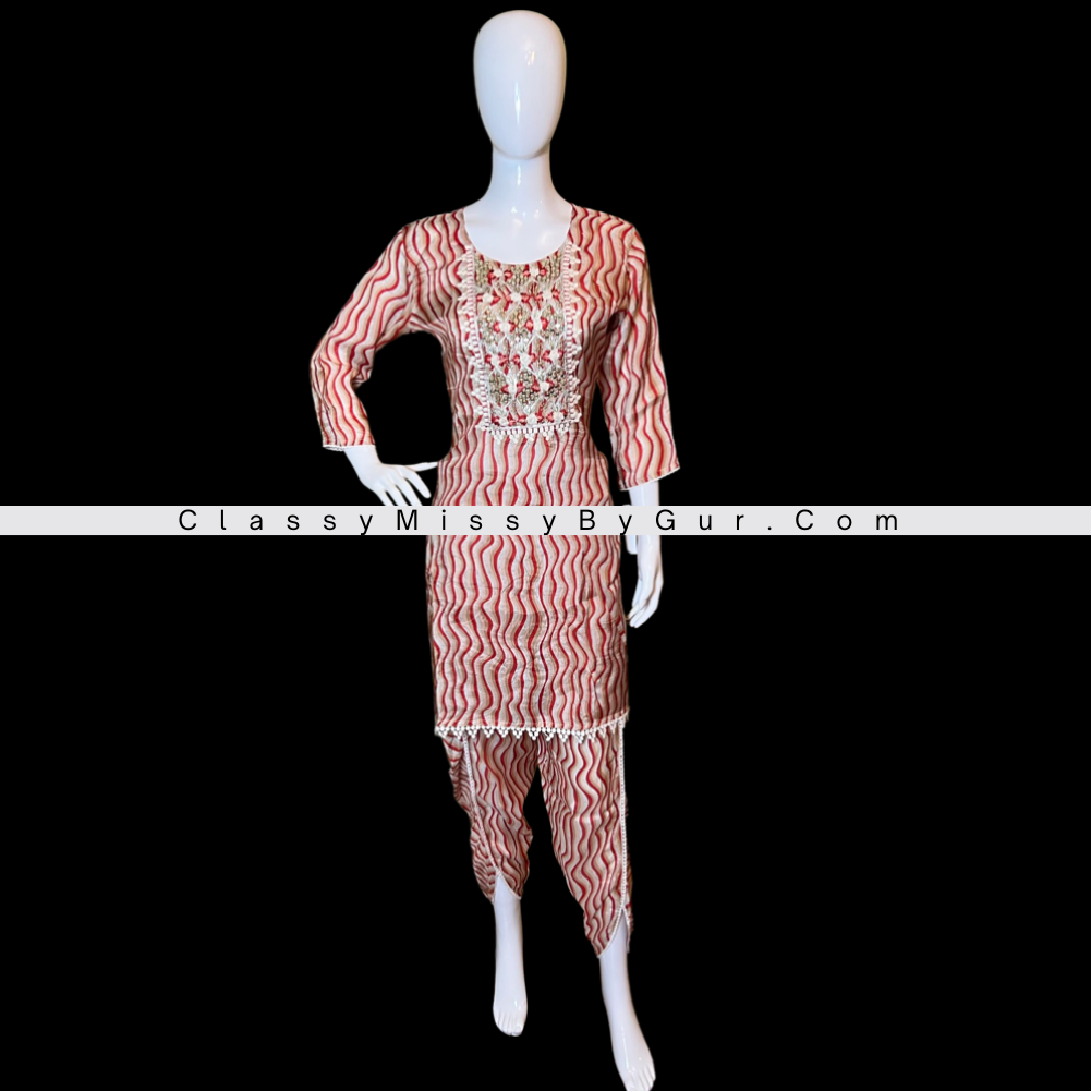 Embroidered Kurta With Tulip Pant