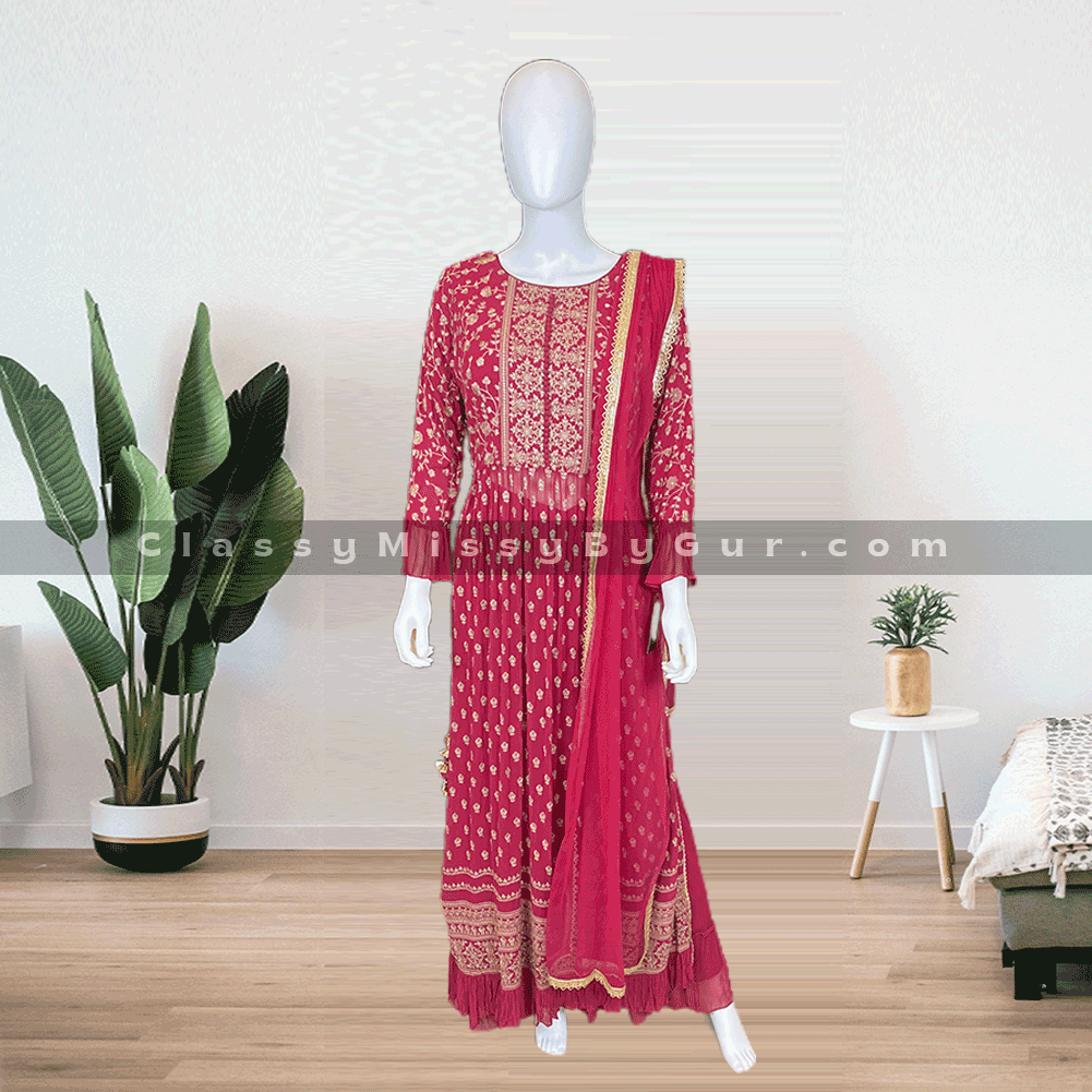 Premium High Slit suit with palazzo pants with Dupatta