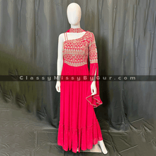 Load image into Gallery viewer, Pink Georgette Embellished Anarkali Suit
