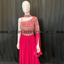 Load image into Gallery viewer, Pink Georgette Embellished Anarkali Suit