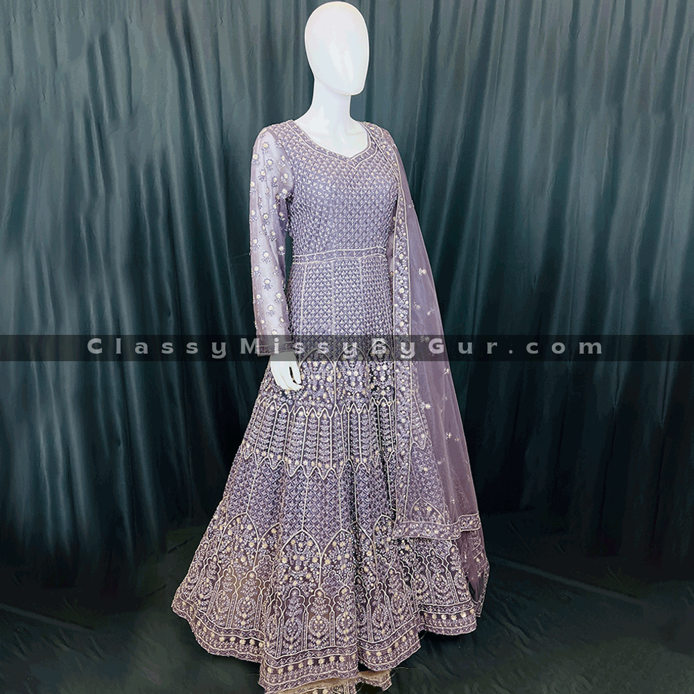 Latest Party Wear Gown for Ring Ceremony | Wedding gown in plum color