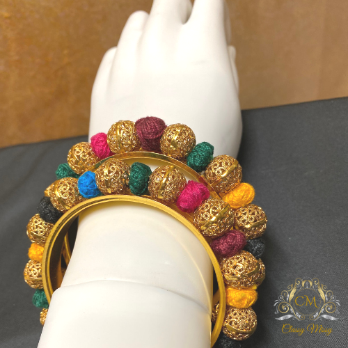 Traditional multi-color Gold plated bangle set