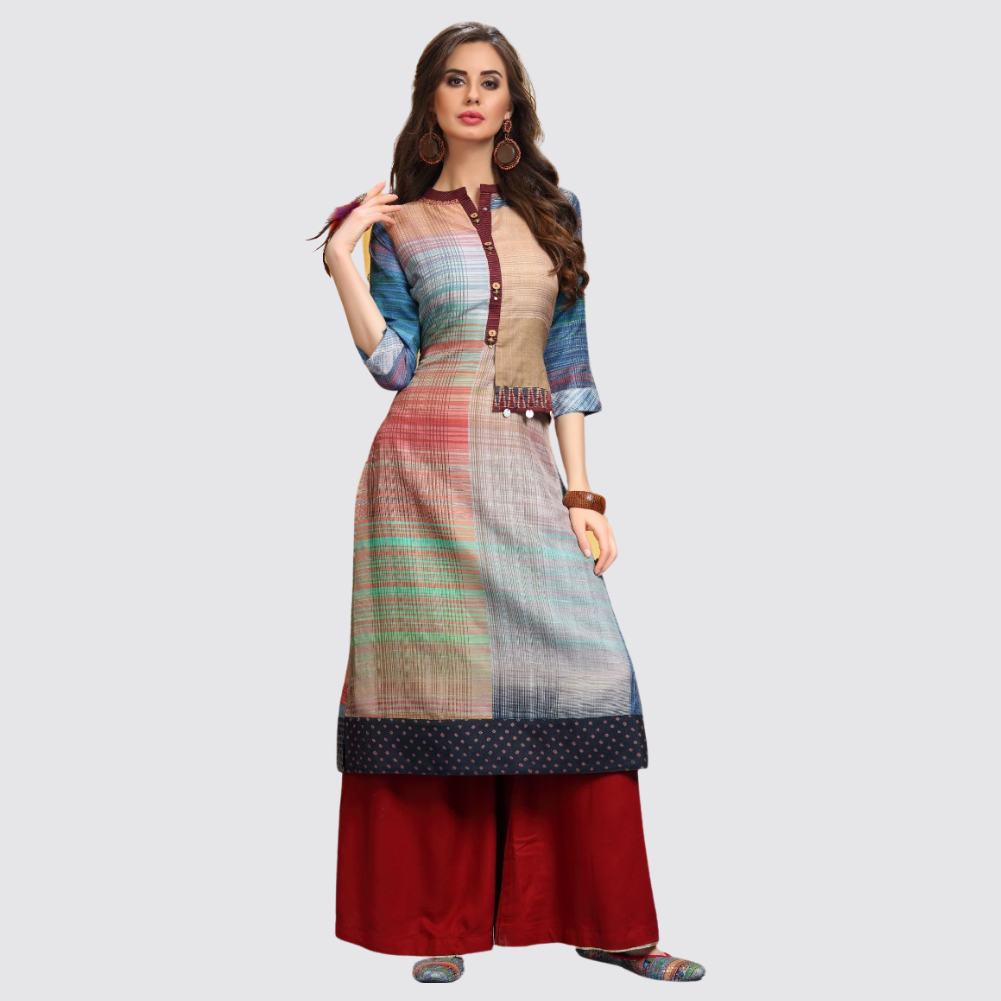 Women's Kurta And Palazzo Set Rayon By Noz2Toz | Top fabric, Blue fabric,  Dresses with sleeves