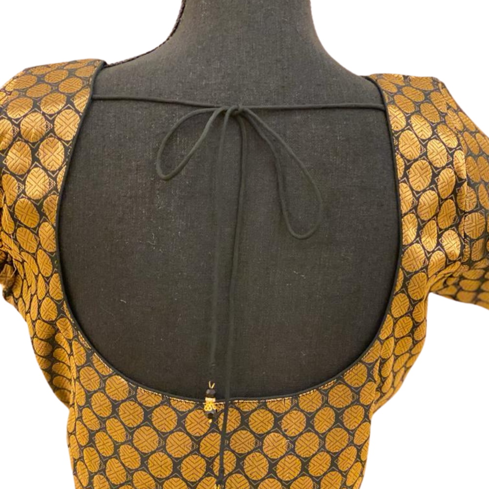 Women's Brocade Princess Cut Padded Short Sleeves Stitched Saree Blouse