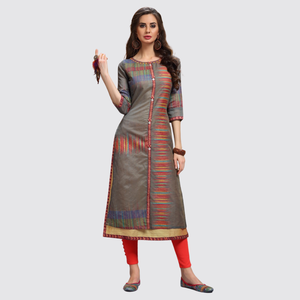 Buy ANUSHIL Women Cotton Butti Printed Degisn 3/4th Sleeves Round Keyhole  Neck with Button Kurti A-520 (Colour- Green, Size- S) Online at Best Prices  in India - JioMart.