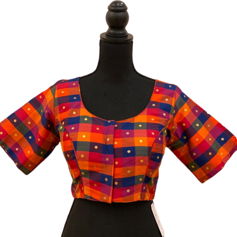 Women's Multicolored Design Gold Shining Ready-made Blouse