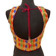 Load image into Gallery viewer, Women&#39;s Multi Colored Brocade Stitched Sleeveless Saree Blouse