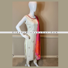 Load image into Gallery viewer, White Sequins Work Pant Suit With Bandhej Dupatta