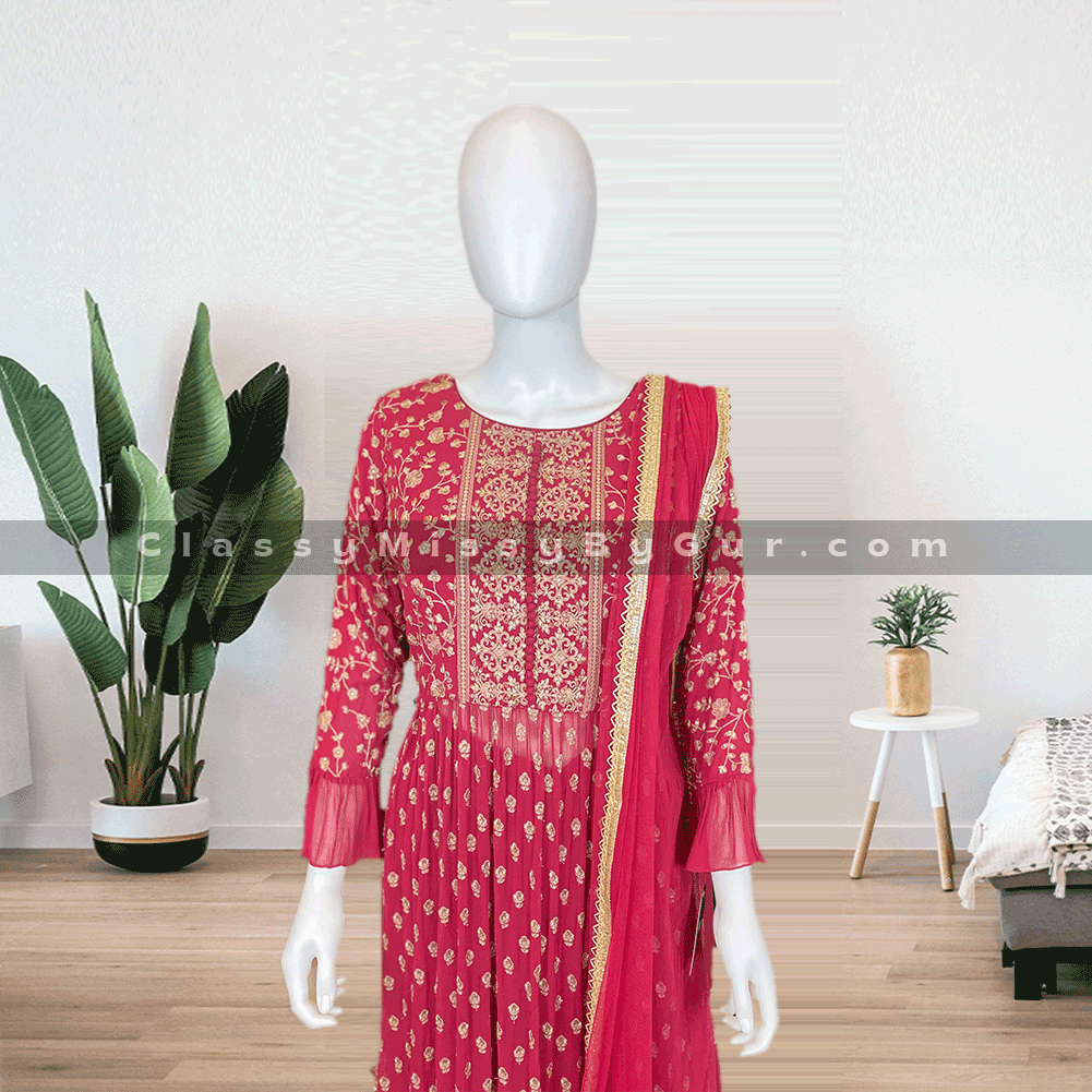 Premium High Slit suit with palazzo pants with Dupatta