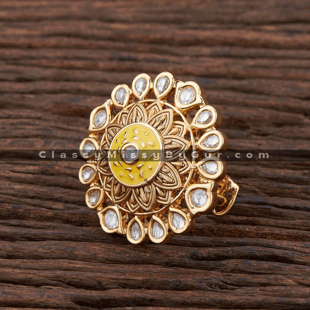 Kundan Classic Ring With Gold Plating