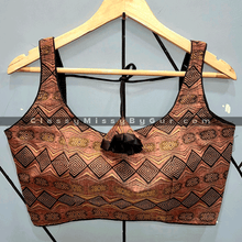 Load image into Gallery viewer, Indian Ikat Print Khadi Silk Saree Blouse Lehenga Blouse Sleeveless
