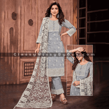 Load image into Gallery viewer, Silk Kurta with Trousers &amp; Dupatta