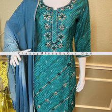 Load image into Gallery viewer, Embroidered Straight Kurta with Tulip pant and Dupatta