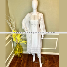 Load image into Gallery viewer, White Sequins Embroidered Silk Straight Cut Suit