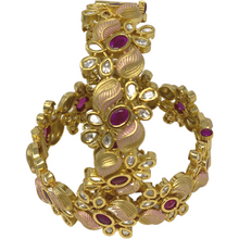 Load image into Gallery viewer, Pair of Stone studded Gold Plated Kada - Bracelet