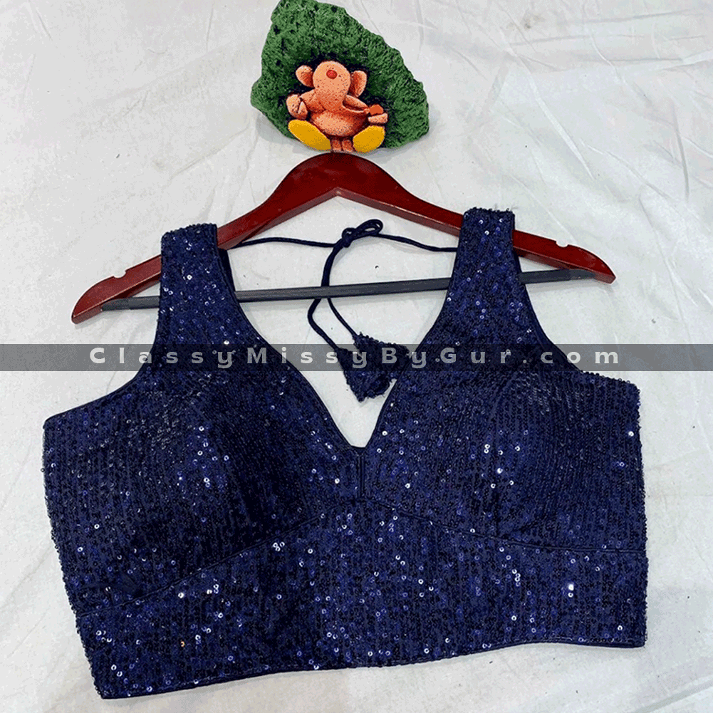 Readymade Glitter Sequin saree blouse -- Saree Blouse - Saree Top  - For Women