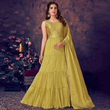 Load image into Gallery viewer, Yellow color anarkali/gown with yellow dupatta