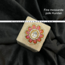 Load image into Gallery viewer, Polki Kundan CZ adjustable ring!