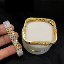 Load image into Gallery viewer, Square Gold Plated two tone openable bracelet For Girls/Women