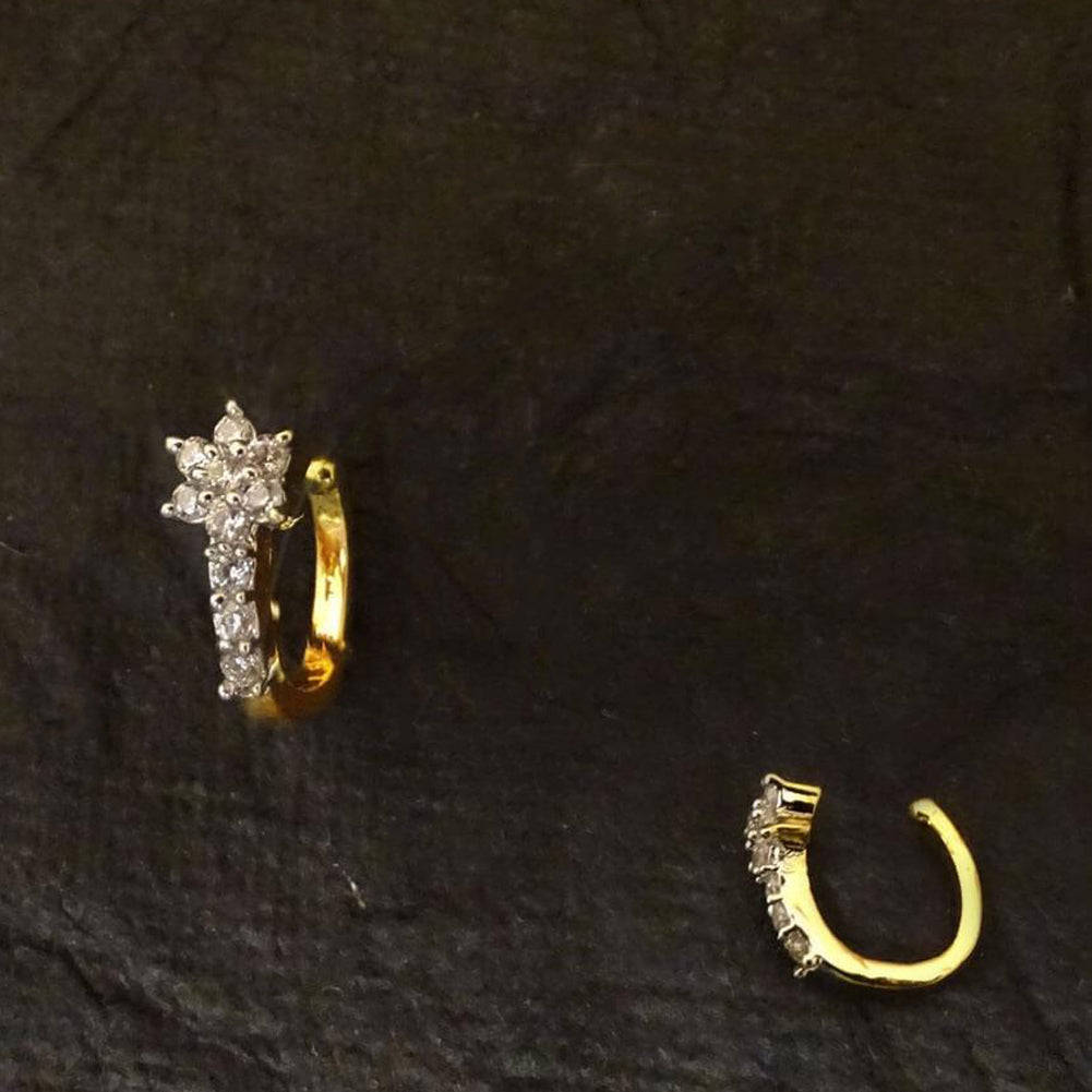 H K Fashion Gold Plated Maangtikka & Nose Ring